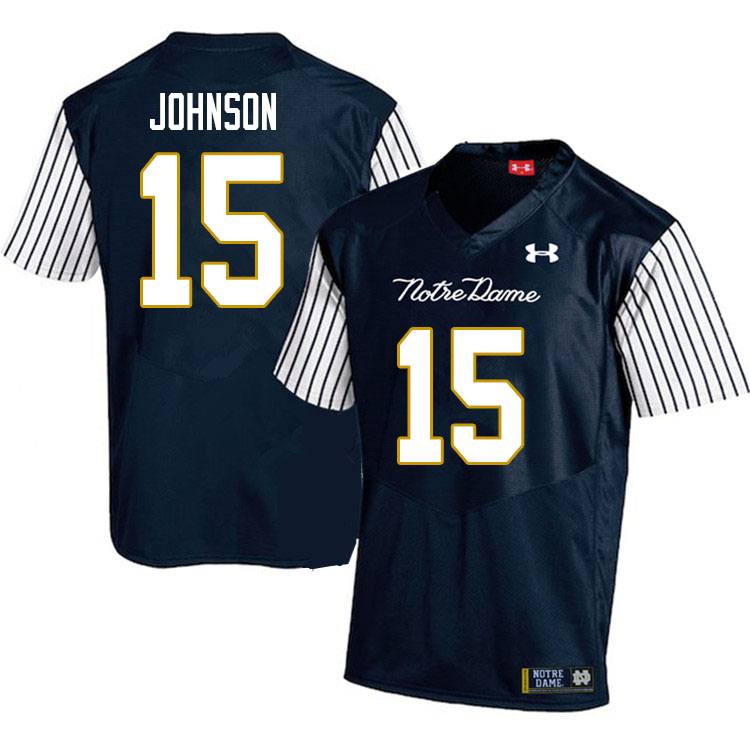 Men's NCAA Notre Dame Fighting Irish #15 Jordan Johnson Stitched College Under Armour Authentic Navy Alternate Football Jersey WV10X87DJ